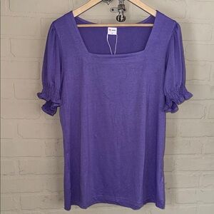 Purple Square Neck Women's Top xl stretch ruffled sleeve Wiholl Amazon brand NEW